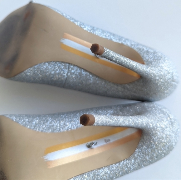 Sam Edelman Deela Pointed Toe Mesh Bow Stiletto Heel Scallop Upper Glitter sz 10 - Picture 10 of 13